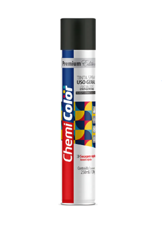 Tinta Spray Uso Geral Preto Fosco 250ml - Chemicolor